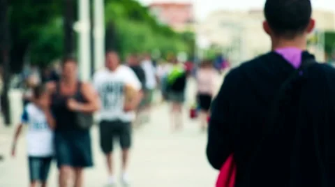 Anonymous Crowd On A Beach Walk Slow Motion Stock Footage 27759065