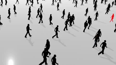Anonymous crowd high angle silhouettes animation Stock Footage