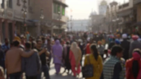 Anonymous Crowd of Middle Eastern People in Busy City Scene - Economy and Trade Video stock 129396568