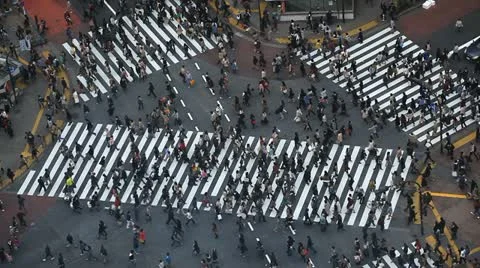 Anonymous Crowd Moving People Walking Commuter Commute Aerial Tokyo Urban Street 스톡 동영상 12431762