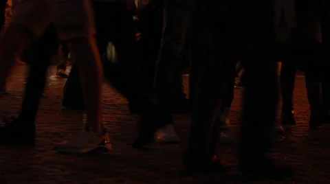 Anonymous crowd at night Stock Footage 40266926