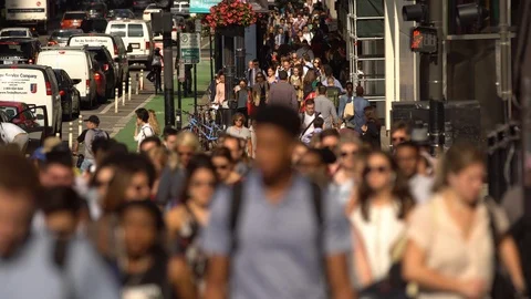 Anonymous crowd of people crossing a road in Chicago 4 Stock Footage
