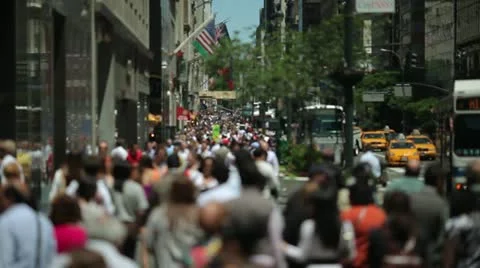 Anonymous Crowd of people Walking 24P street sidewalk Stock Footage