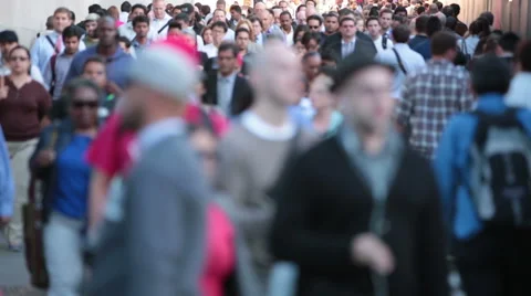 Anonymous crowd of people walking on a busy New York City street Stock Footage 45322341