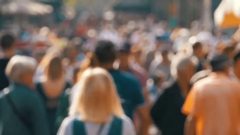 Anonymous Crowd of People Walking on City Street in a Blur. Slow Motion Stock Footage 82503572