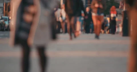Anonymous crowd of people walking  commuters London City street slow motion Stock Footage 59661930