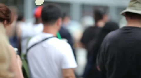 Anonymous Crowd of people walking crossing street  24P slow motion Stock Footage 11149646