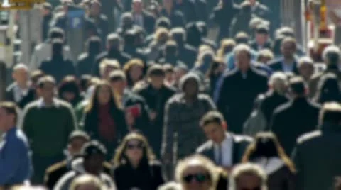 Anonymous Crowd of People Walking morning commute blur face Stock-Footage 11056953