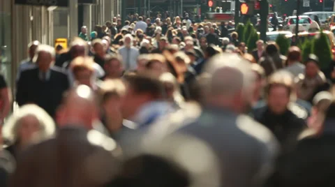 Anonymous crowd of people walking on New York City street Stock Footage 32267341