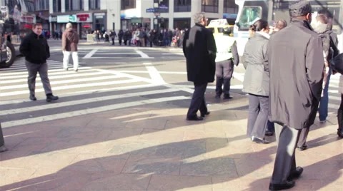 Anonymous Crowd of People Walking sidewalk in New York City Slow Motion Stock Footage 40420081