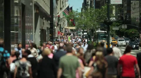 Anonymous Crowd of People Walking slow motion 30p Stock Footage 11024317