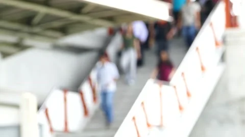 Anonymous crowd of people walking on staircase. Stock Footage 54098618