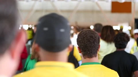 Anonymous crowd of people walking, the World Cup 스톡 동영상 42304759