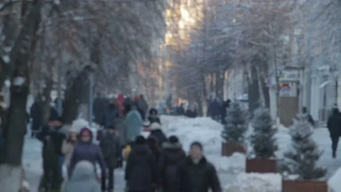 Anonymous crowd of people walking Zhytomyr street. Stock Footage 157101880