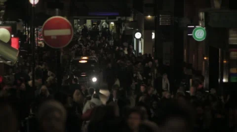 Anonymous Crowd Slow Motion - Night Stock Footage 21824634