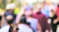Anonymous crowd unrecognizable people walk blurry New York City slow motion HD Footage