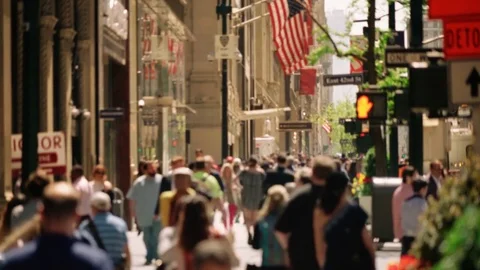 Anonymous crowd walking in New York City. Busy Manhattan street. Stock Footage 83219909
