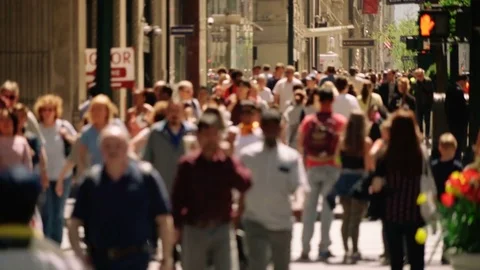 Anonymous crowd walking in New York City. Busy Manhattan street. Stock Footage 83220222