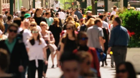 Anonymous crowd walking in New York City. Busy Manhattan street. Stock Footage 86658755