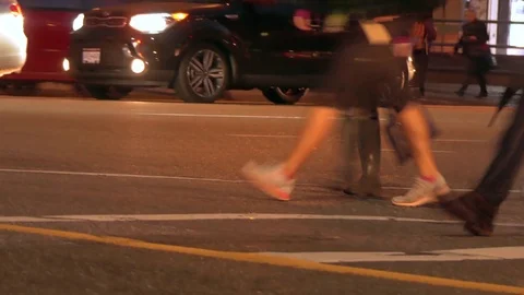 Anonymous crowd walking street Stock Footage 71413279