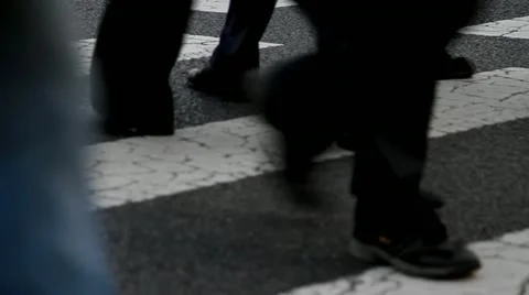 Anonymous crowds on crosswalk Stock Footage 21934064