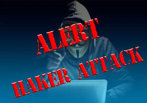 Anonymous, cyber attack threat, hacker attack Stock Photos