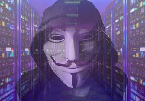 Anonymous, cyber attack threat, hacker attack Stock Photos