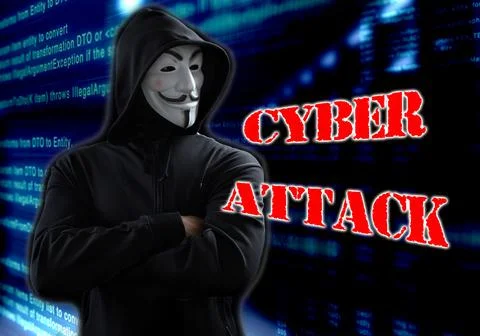 Anonymous, cyber attack threat, hacker attack Stock Photos