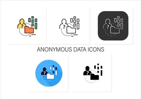 Anonymous data icons set Illustrazione stock