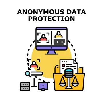 Anonymous data protection concept illustration for privacy and legal complian Stock Illustration
