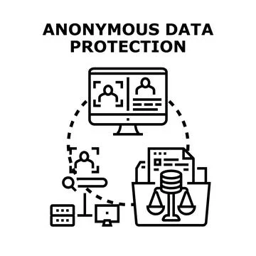 Anonymous data protection concept illustration for privacy and legal complian Stock Illustration