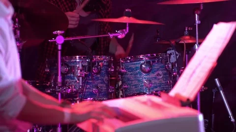 Anonymous Drummer Drumming on Stage 4k Stock Footage 69966989