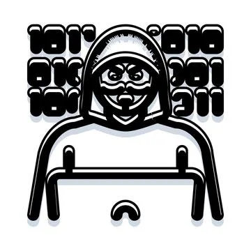 Anonymous figure hacking computer system online cyberspace Stock-Illustration