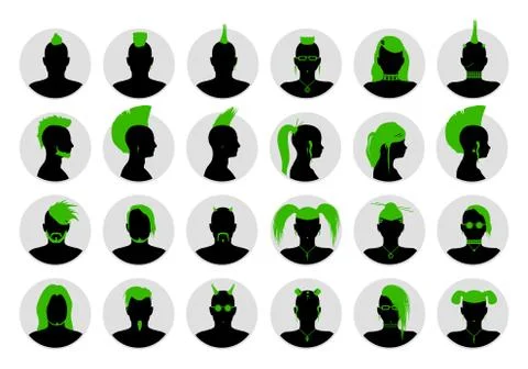 Anonymous Goth, Punk and Alternative Avatars Stock Illustration