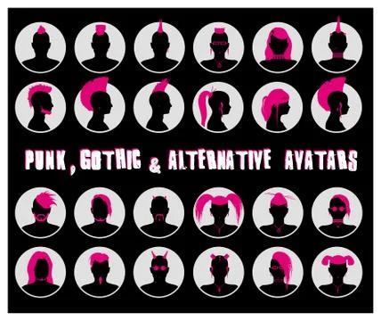 Anonymous Goth, Punk and Alternative Avatars Stock-Illustration