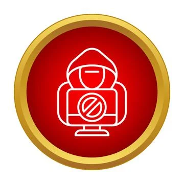 Anonymous hacker blocking cyber attack or fraud icon 库存插图
