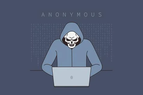 Anonymous hacker break in computer system Stockillustratie