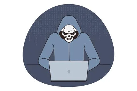 Anonymous hacker break in computer system 스톡 일러스트
