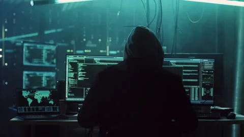 Anonymous Hacker Doing Cyber Attack Stock Footage 321000655