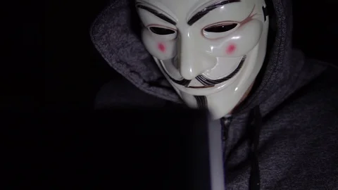 Anonymous Hacker In Front Of Computer Screen, 4K Stock Footage 108440901