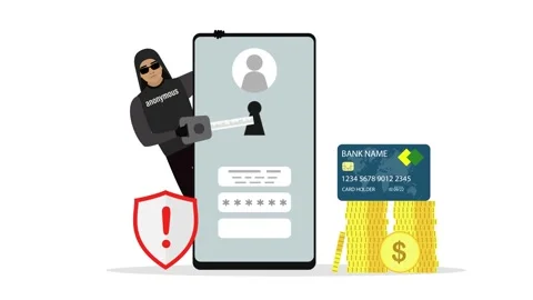 Anonymous hacker hold key. Motion video. Spamming, hacker attack, scam aler.. Stock Footage 307089163