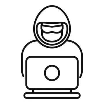 Anonymous hacker in hoodie using laptop for cybercrime Illustrazione stock