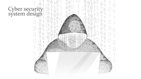 Anonymous hacker at the laptop computer Internet security. Cyber attack business Stock-Illustration