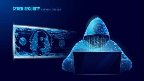 Anonymous hacker at the laptop computer Internet security. Cyber attack business 스톡 일러스트