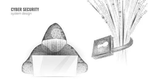 Anonymous hacker at the laptop computer Internet security. Cyber attack business 스톡 일러스트