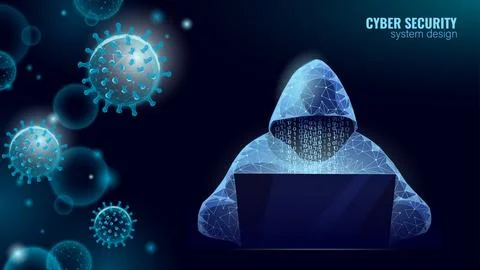 Anonymous hacker at the laptop computer Internet security. Cyber attack business 스톡 일러스트