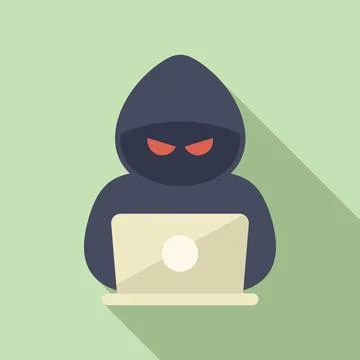 Anonymous hacker with laptop illustration Illustrazione stock