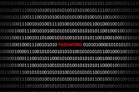 Anonymous hacker search password in binary code from cracked software Stock Illustration