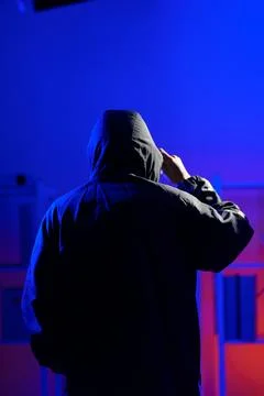 Anonymous hacker thief criminal man Stock Photos
