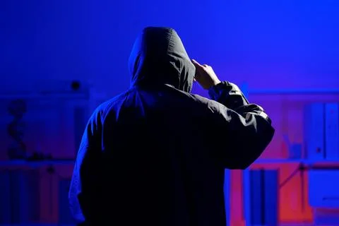 Anonymous hacker thief criminal man Stock Photos